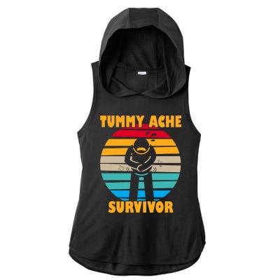 Tummy Ache Survivor Funny Retro Ladies PosiCharge Tri-Blend Wicking Draft Hoodie Tank