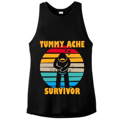 Tummy Ache Survivor Funny Retro Ladies PosiCharge Tri-Blend Wicking Tank