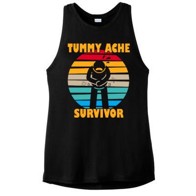 Tummy Ache Survivor Funny Retro Ladies PosiCharge Tri-Blend Wicking Tank