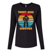 Tummy Ache Survivor Funny Retro Womens Cotton Relaxed Long Sleeve T-Shirt