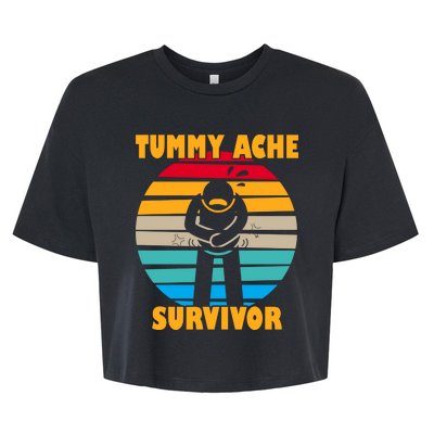 Tummy Ache Survivor Funny Retro Bella+Canvas Jersey Crop Tee