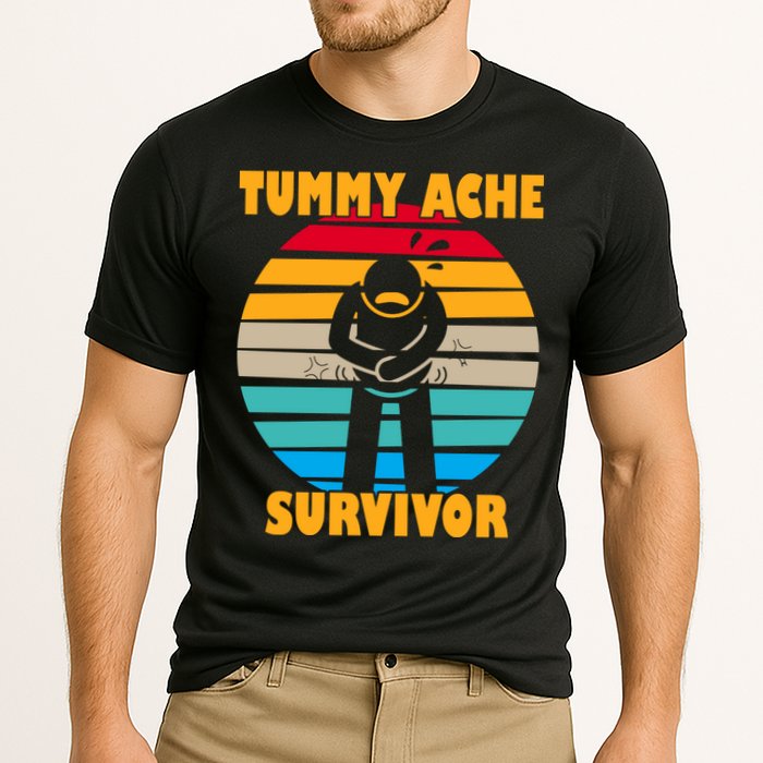 Tummy Ache Survivor Funny Retro Cooling Performance Crew T-Shirt