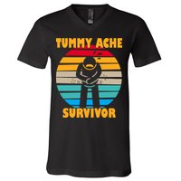 Tummy Ache Survivor Funny Retro V-Neck T-Shirt