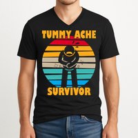 Tummy Ache Survivor Funny Retro V-Neck T-Shirt