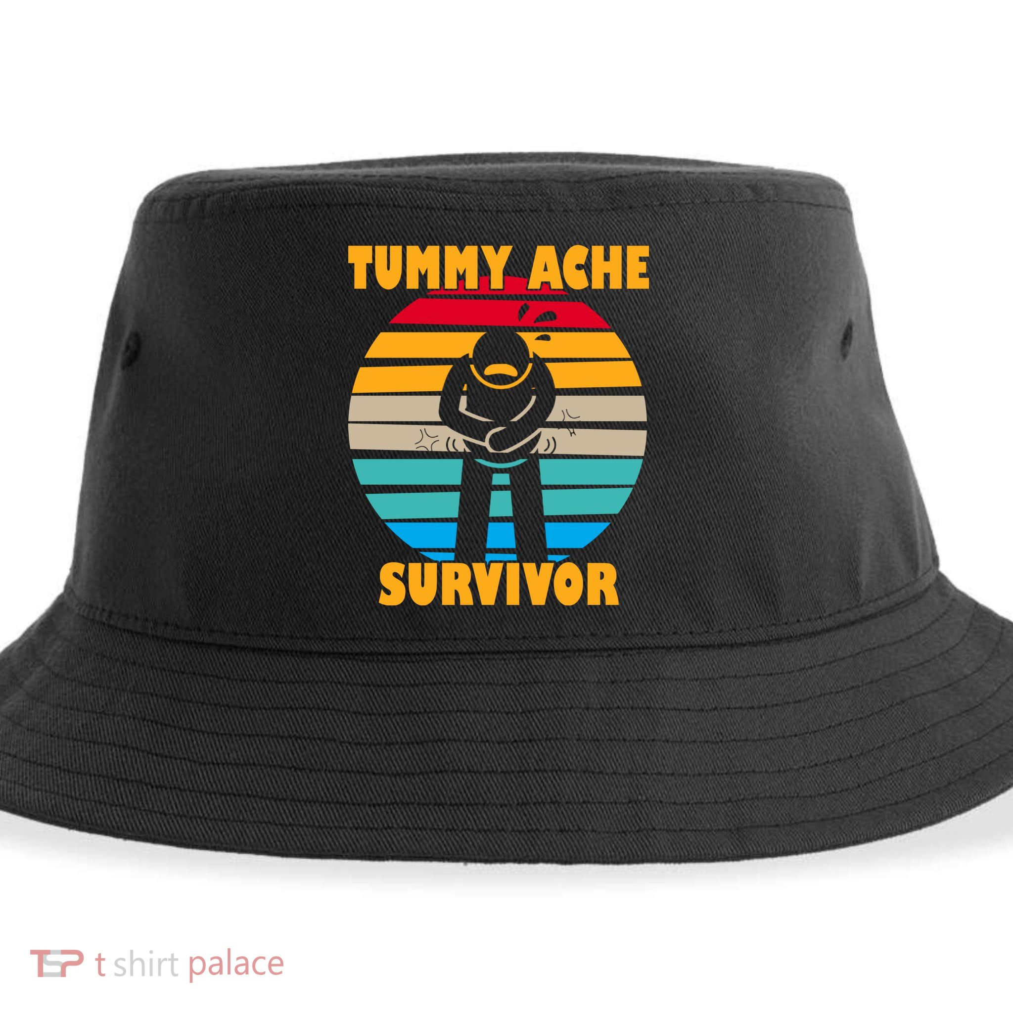 Tummy Ache Survivor Funny Retro Sustainable Bucket Hat