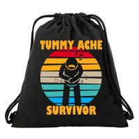 Tummy Ache Survivor Funny Retro Drawstring Bag