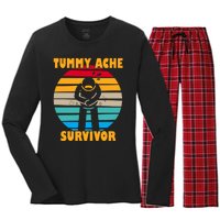 Tummy Ache Survivor Funny Retro Women's Long Sleeve Flannel Pajama Set 