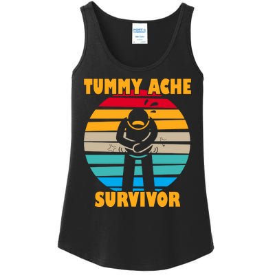 Tummy Ache Survivor Funny Retro Ladies Essential Tank