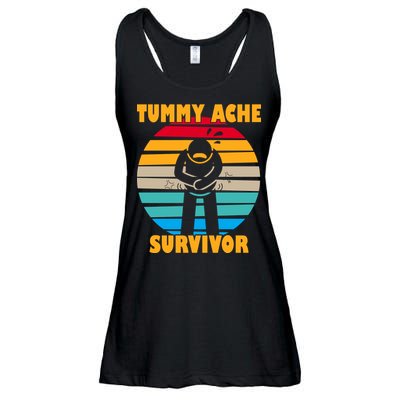 Tummy Ache Survivor Funny Retro Ladies Essential Flowy Tank