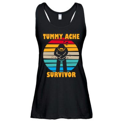 Tummy Ache Survivor Funny Retro Ladies Essential Flowy Tank