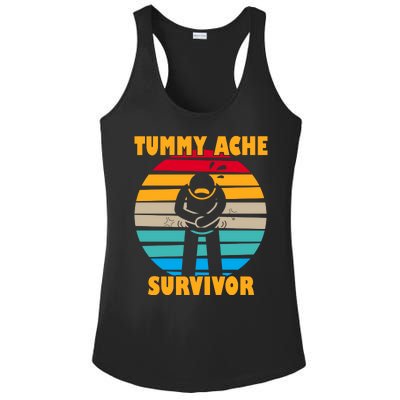 Tummy Ache Survivor Funny Retro Ladies PosiCharge Competitor Racerback Tank