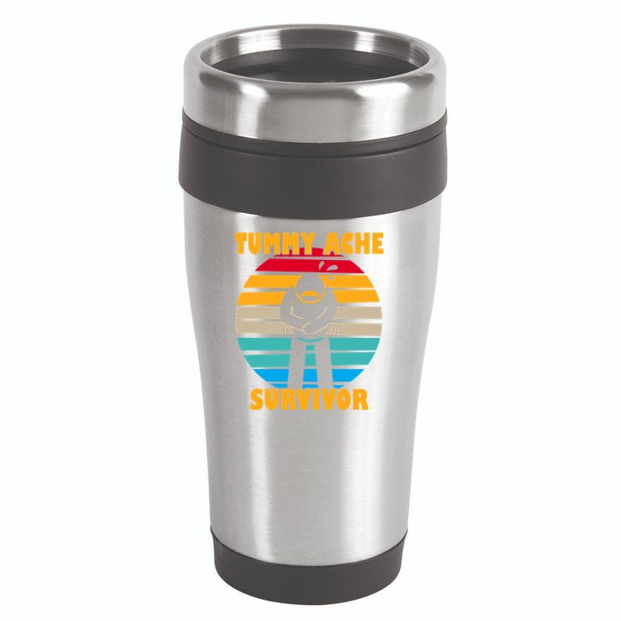 Tummy Ache Survivor Funny Retro 16oz Travel Tumbler
