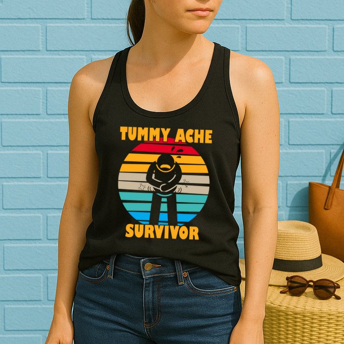 Tummy Ache Survivor Funny Retro Womens Tank Top