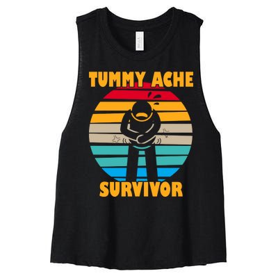 Tummy Ache Survivor Funny Retro Women's Racerback Cropped Tank