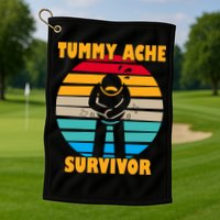 Tummy Ache Survivor Funny Retro Golf Towel