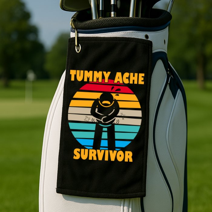 Tummy Ache Survivor Funny Retro Golf Towel