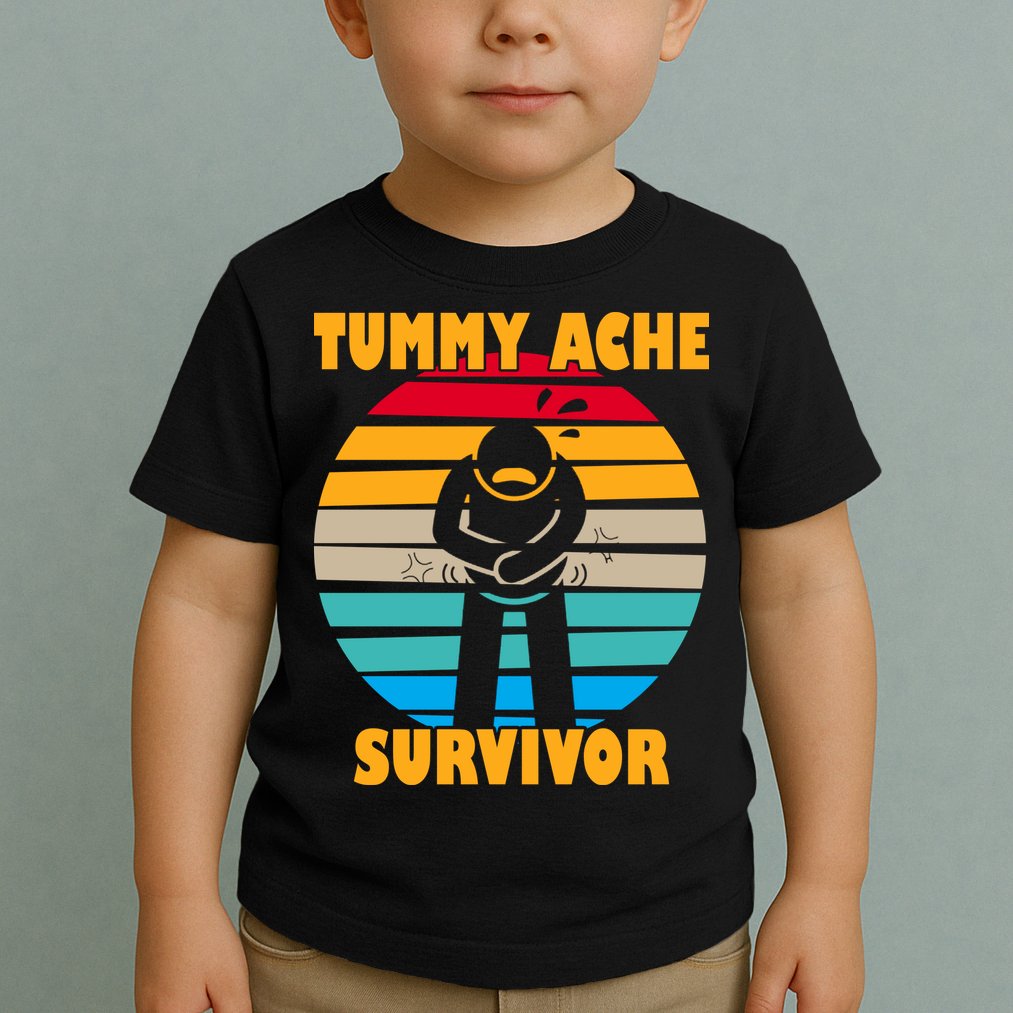 Tummy Ache Survivor Funny Retro Toddler T-Shirt