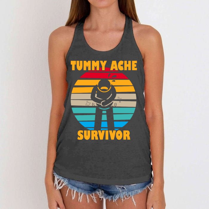 Tummy Ache Survivor Funny Retro Women's Knotted Racerback Tank