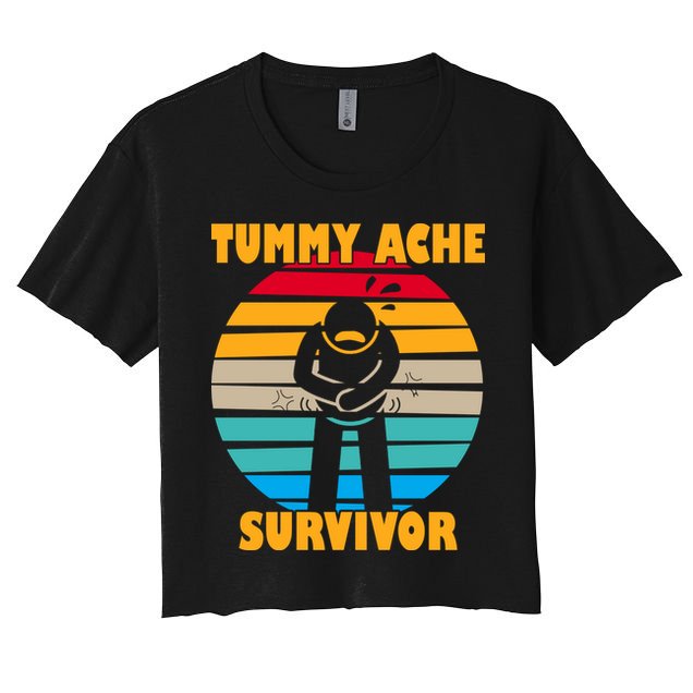 Tummy Ache Survivor Funny Retro Crop Top