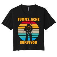 Tummy Ache Survivor Funny Retro Women's Crop Top Tee