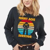Tummy Ache Survivor Funny Retro Cropped Pullover Crew