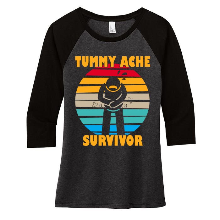 Tummy Ache Survivor Funny Retro Women's Tri-Blend 3/4-Sleeve Raglan Shirt