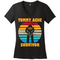 Tummy Ache Survivor Funny Retro Women's V-Neck T-Shirt