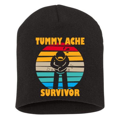 Tummy Ache Survivor Funny Retro Short Acrylic Beanie