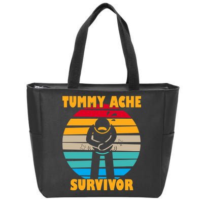Tummy Ache Survivor Funny Retro Zip Tote Bag