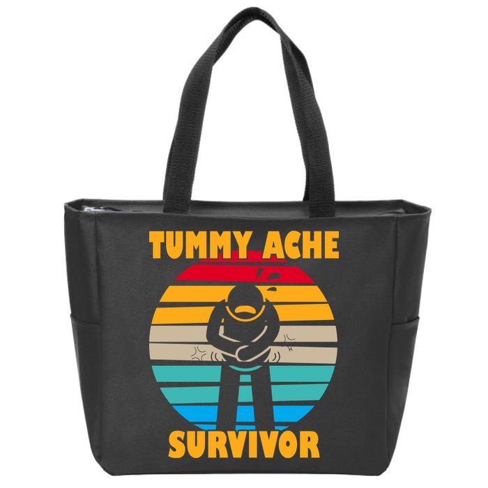 Tummy Ache Survivor Funny Retro Zip Tote Bag