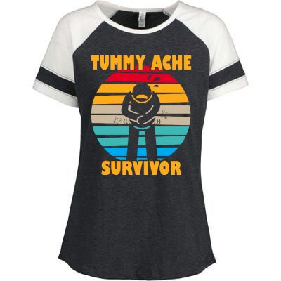 Tummy Ache Survivor Funny Retro Enza Ladies Jersey Colorblock Tee