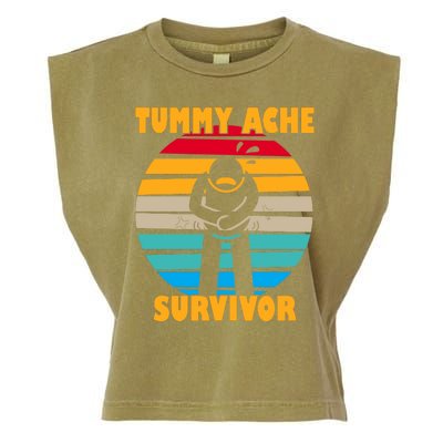 Tummy Ache Survivor Funny Retro Garment-Dyed Women's Muscle Tee