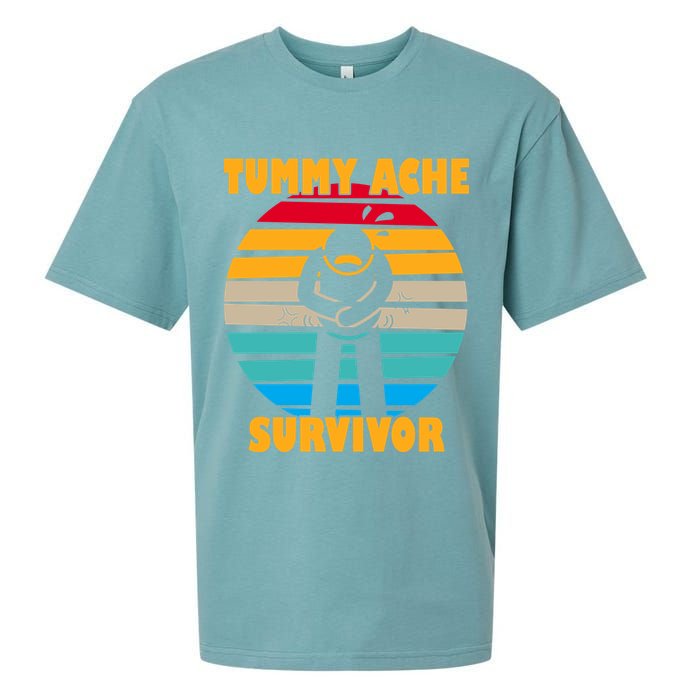 Tummy Ache Survivor Funny Retro Sueded Cloud Jersey T-Shirt