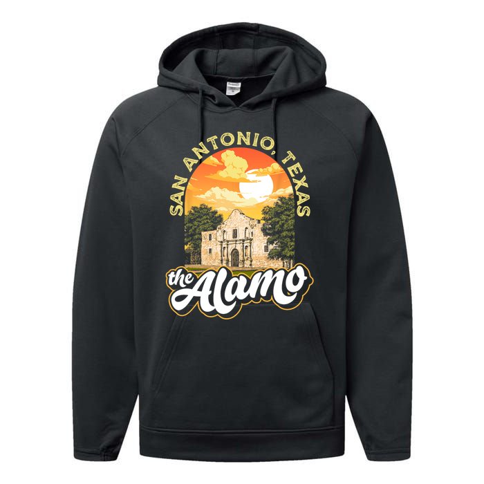 The Alamo San Antonio Texas Mission Vintage Retro Remember Performance Fleece Hoodie