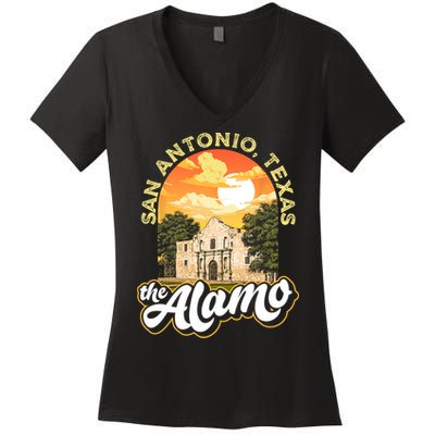 The Alamo San Antonio Texas Mission Vintage Retro Remember Women's V-Neck T-Shirt
