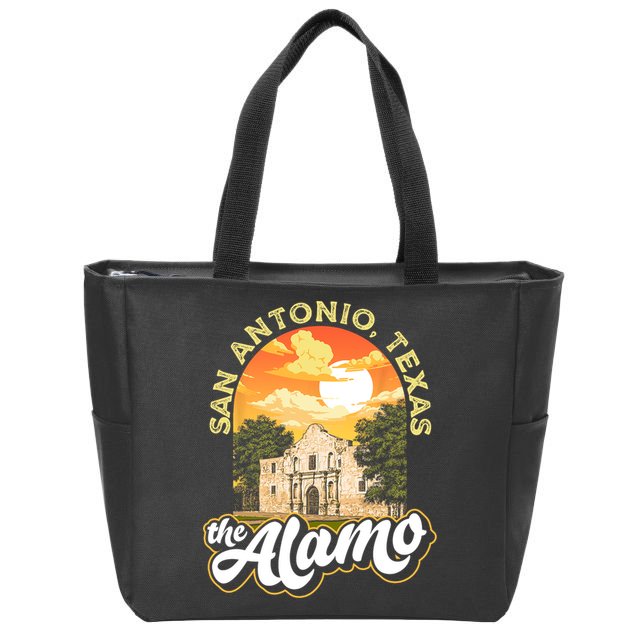 The Alamo San Antonio Texas Mission Vintage Retro Remember Zip Tote Bag