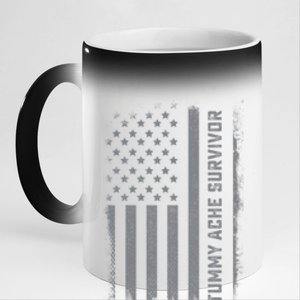 Tummy Ache Survivor IBS Stomach Ache US Flag 11oz Black Color Changing Mug