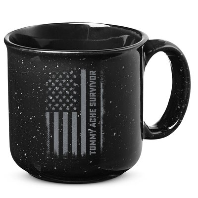 Tummy Ache Survivor IBS Stomach Ache US Flag 15oz Campfire Ceramic Mug
