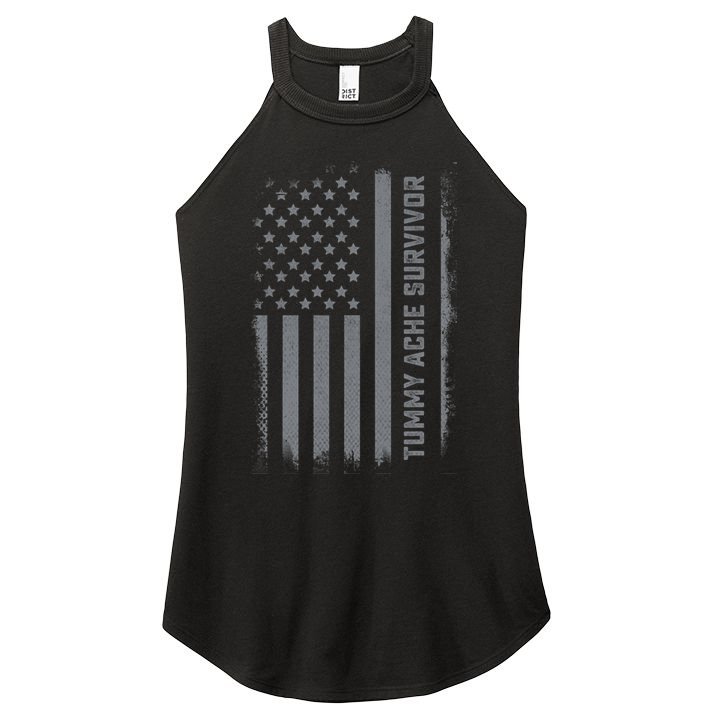 Tummy Ache Survivor IBS Stomach Ache US Flag Women's Perfect Tri Rocker Tank