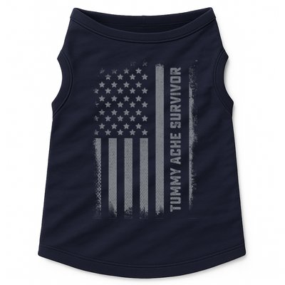 Tummy Ache Survivor IBS Stomach Ache US Flag Doggie Tank