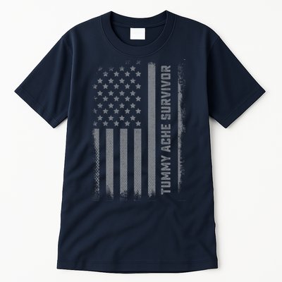 Tummy Ache Survivor IBS Stomach Ache US Flag Tall T-Shirt