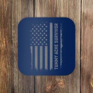 Tummy Ache Survivor IBS Stomach Ache US Flag Coaster