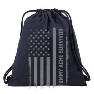 Tummy Ache Survivor IBS Stomach Ache US Flag Drawstring Bag