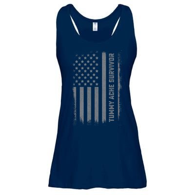 Tummy Ache Survivor IBS Stomach Ache US Flag Ladies Essential Flowy Tank