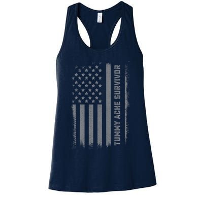 Tummy Ache Survivor IBS Stomach Ache US Flag Womens Tank Top