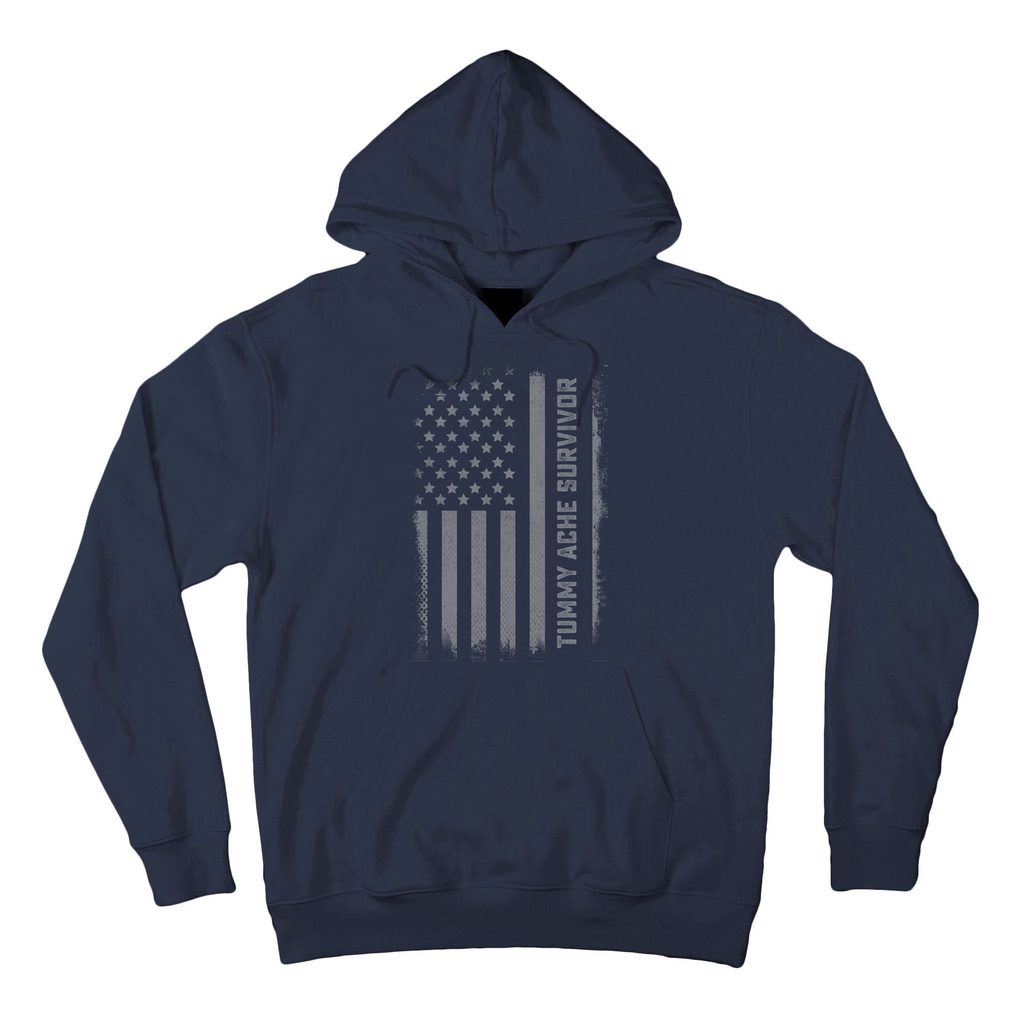 Tummy Ache Survivor IBS Stomach Ache US Flag Tall Hoodie