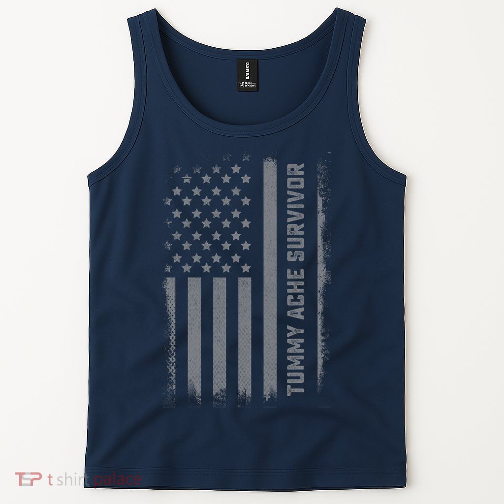 Tummy Ache Survivor IBS Stomach Ache US Flag Tank Top