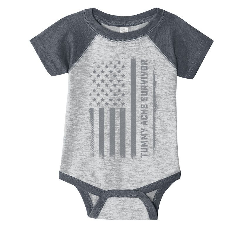 Tummy Ache Survivor IBS Stomach Ache US Flag Infant Baby Jersey Bodysuit