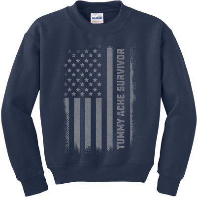 Tummy Ache Survivor IBS Stomach Ache US Flag Kids Sweatshirt