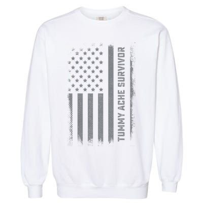 Tummy Ache Survivor IBS Stomach Ache US Flag Garment-Dyed Sweatshirt